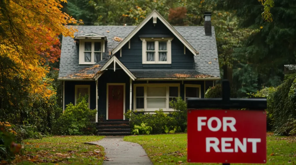 Rental Property with "For Rent" Sign in Yard